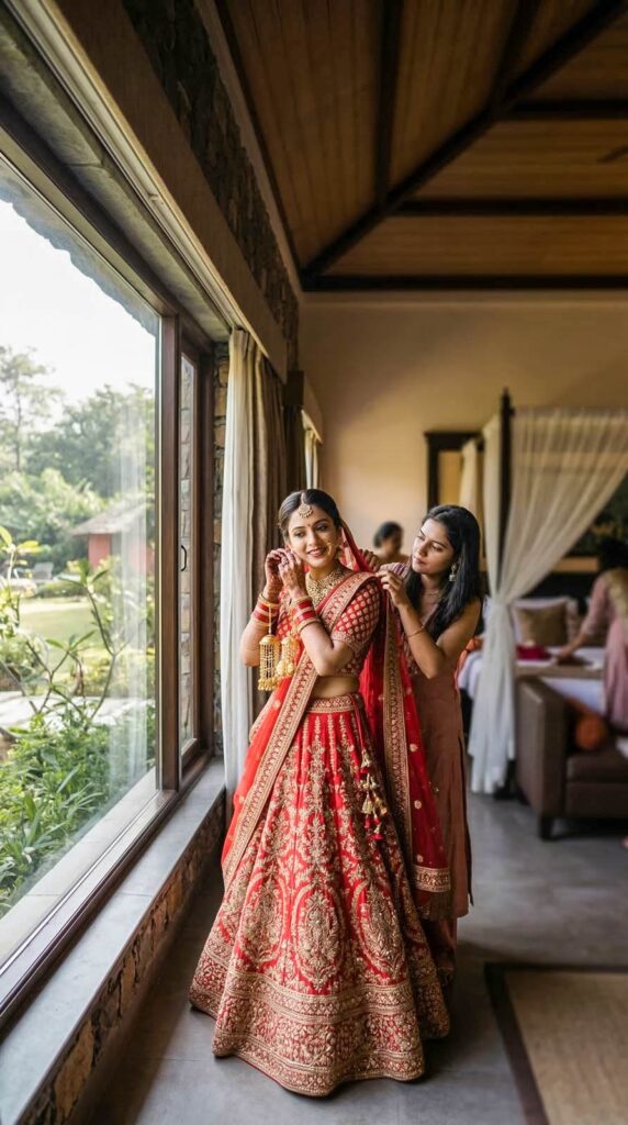 bride getting ready for her wedding