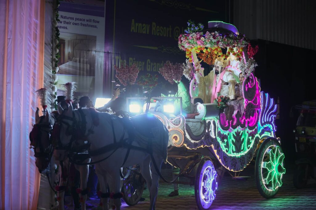 Candid baraat celebration photographed by candid wedding photographer in Faridabad