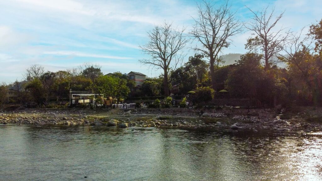 serene view of kosi river at ragas by the river corbett