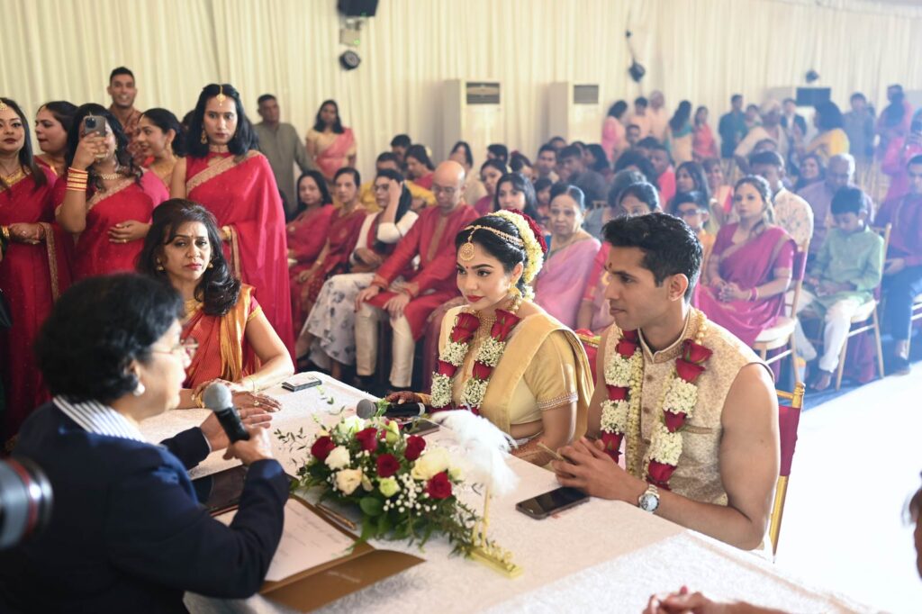 Singapore destination wedding photographer capturing Sukriven and Praveena wedding at Fort Canning Hotel
