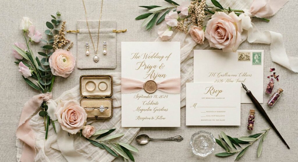wedding detail flat lay photography