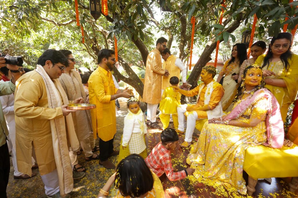 Outdoor haldi ceremony Corbett wedding