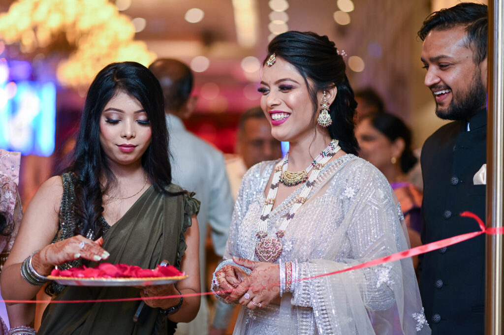 bridal entry with bridesmaids at luxury wedding Faridabad Delhi NCR