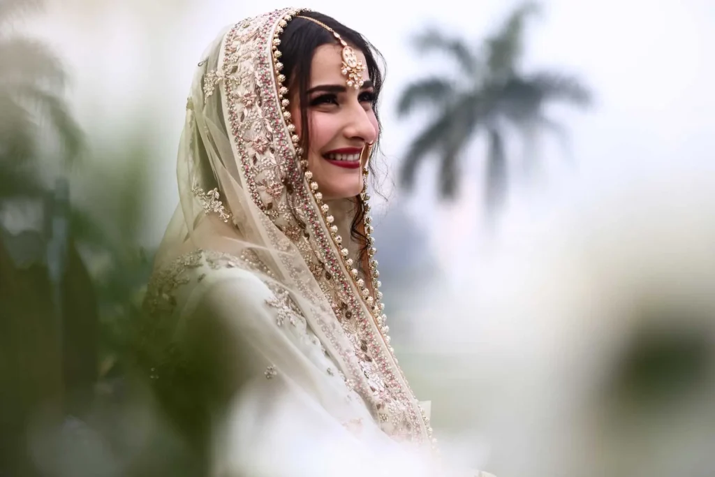 Bridal portrait of Anna during her intimate Muslim wedding celebration in Noida