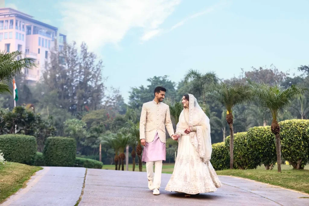 Wedding portrait of Asim and Anna during their Muslim wedding in Noida