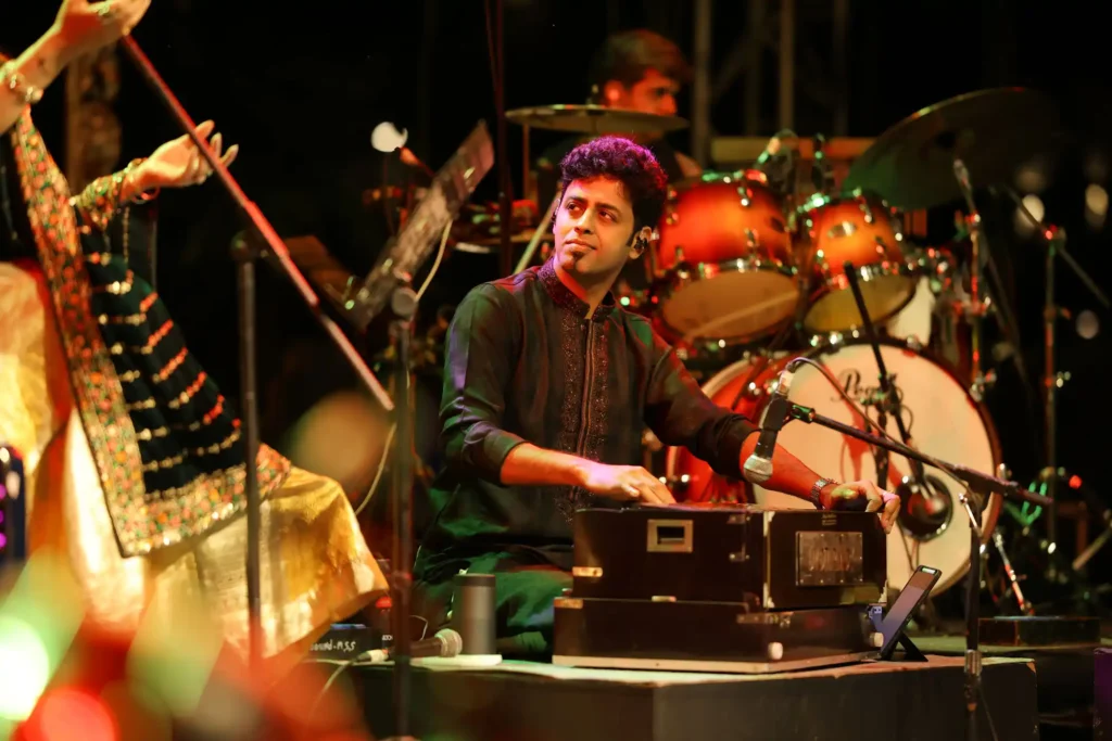 a harmonium accompanyst with kaushiki chakraborty at Ragas by the river 2026