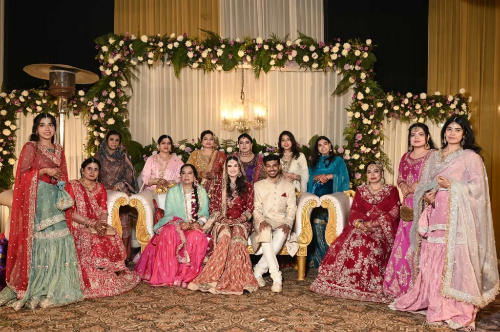 Friends and family celebrating during Asim and Anna's wedding in Noida