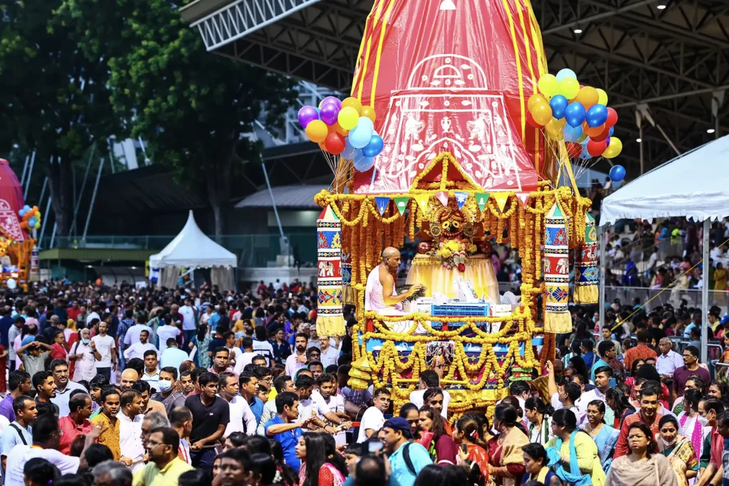 Jagannath Rath Yatra celebrations at Yishun ActiveSG Stadium in Singapore during 2024.
