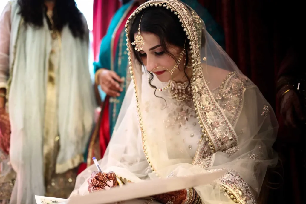 Anna during the traditional nikah ceremony at her Muslim wedding in Noida