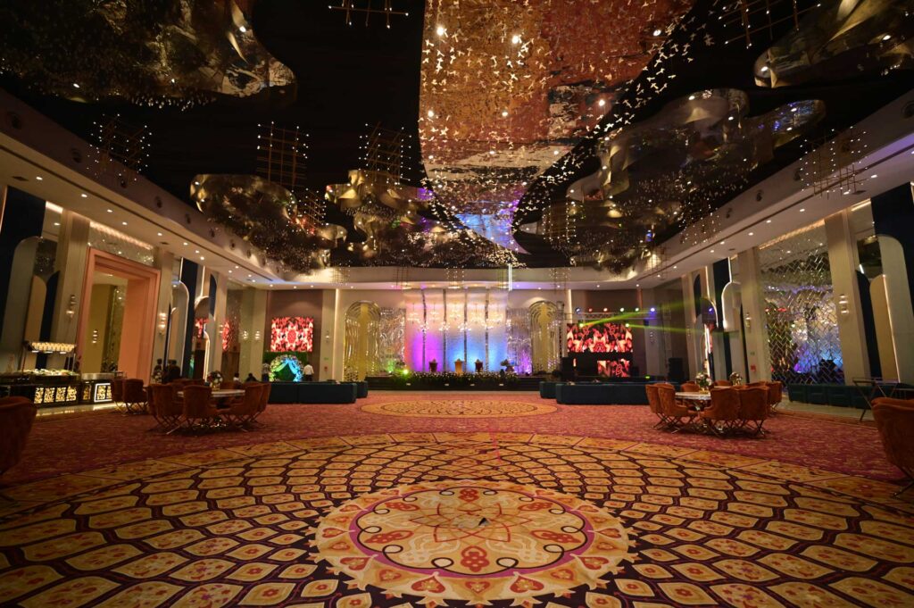 Wedding stage setup at a venue in Aligarh