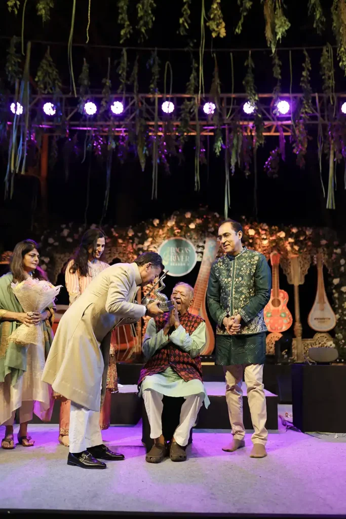 Pt. Hariprasad Chaurasia performing at Ragas by the River, photographed by Asad Ansari during the festival's celebration of Indian classical music.