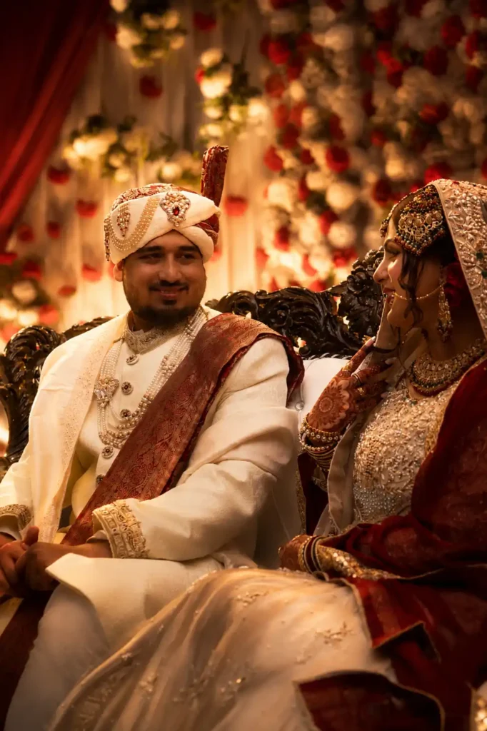 Zobia sharing a joyful moment with Qutub during her wedding celebrations at Fort Royale in Aligarh