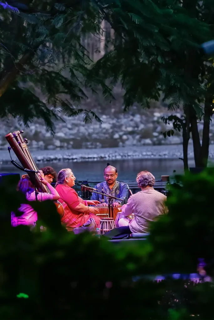 Shubha Mudgal performing at Ragas by the River in Jim Corbett, photographed by Photosynthesis Photography Services.